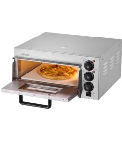 VEVOR Electric Countertop Pizza Oven 35.6 cm, Stainless Steel, Dual Heating, Temp Timer Control, Home & Commercial Use