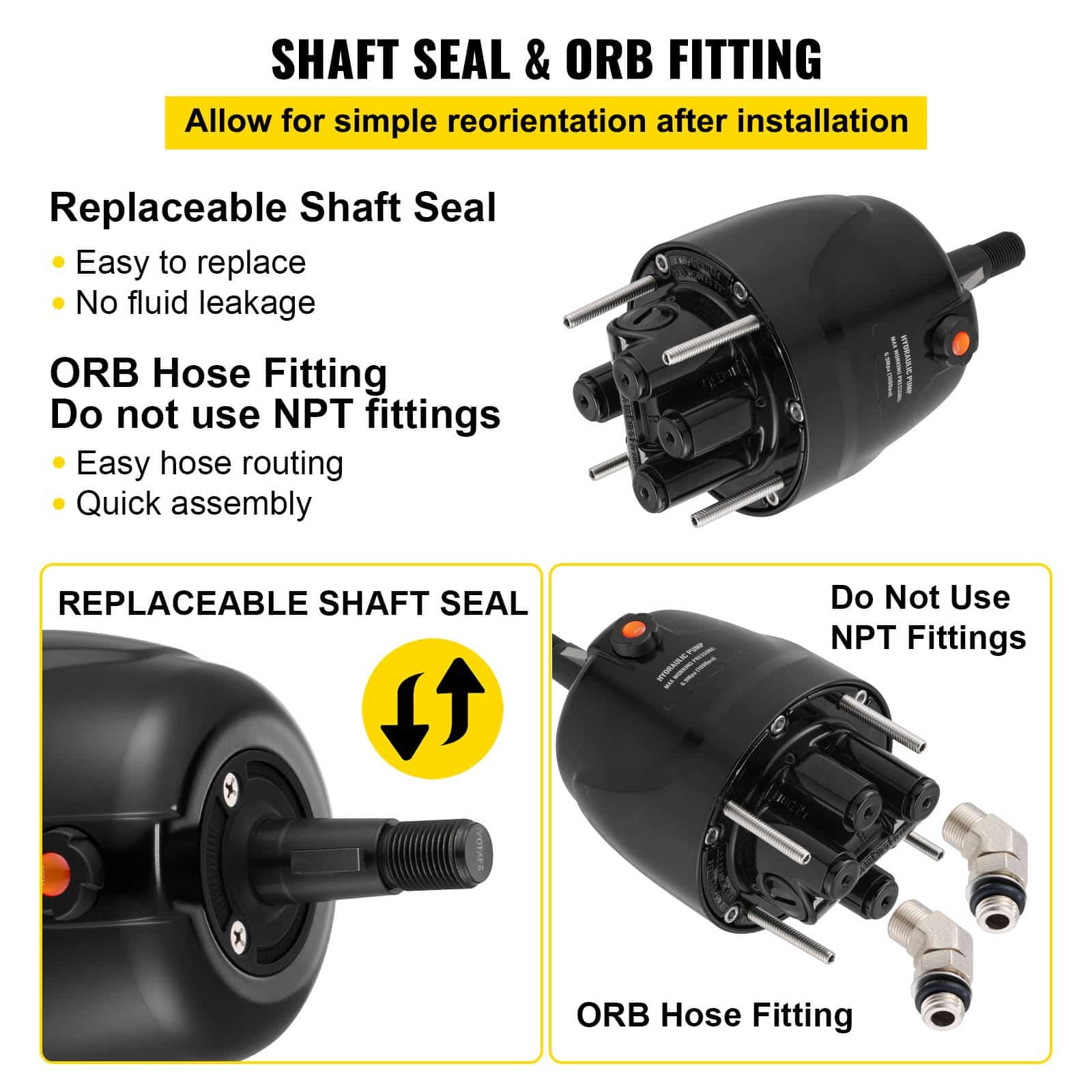 VEVOR 1.7L Hydraulic Steering Helm Pump HH5271-3 for Boats up to 300HP, Front Mount, Corrosion-Resistant, Up to 96 km/h - Зображення 4