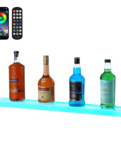 VEVOR 76cm LED Liquor Bottle Display Shelf, Wall-Mounted Acrylic Bar Rack with Remote & App Control, 1-Tier Lighted Stand