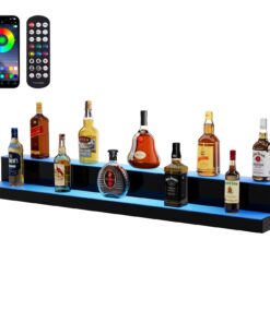 VEVOR 122 cm LED Liquor Bottle Display Shelf, 2-Tier Acrylic Bar Rack with Multicolor Lighting, App & Remote Control