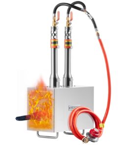 2-конфорочная портативная газовая кузница из пропана VEVOR, кузнечная кузница из нержавеющей стали 1425 °C для изготовления инструментов и ножей, большая емкость