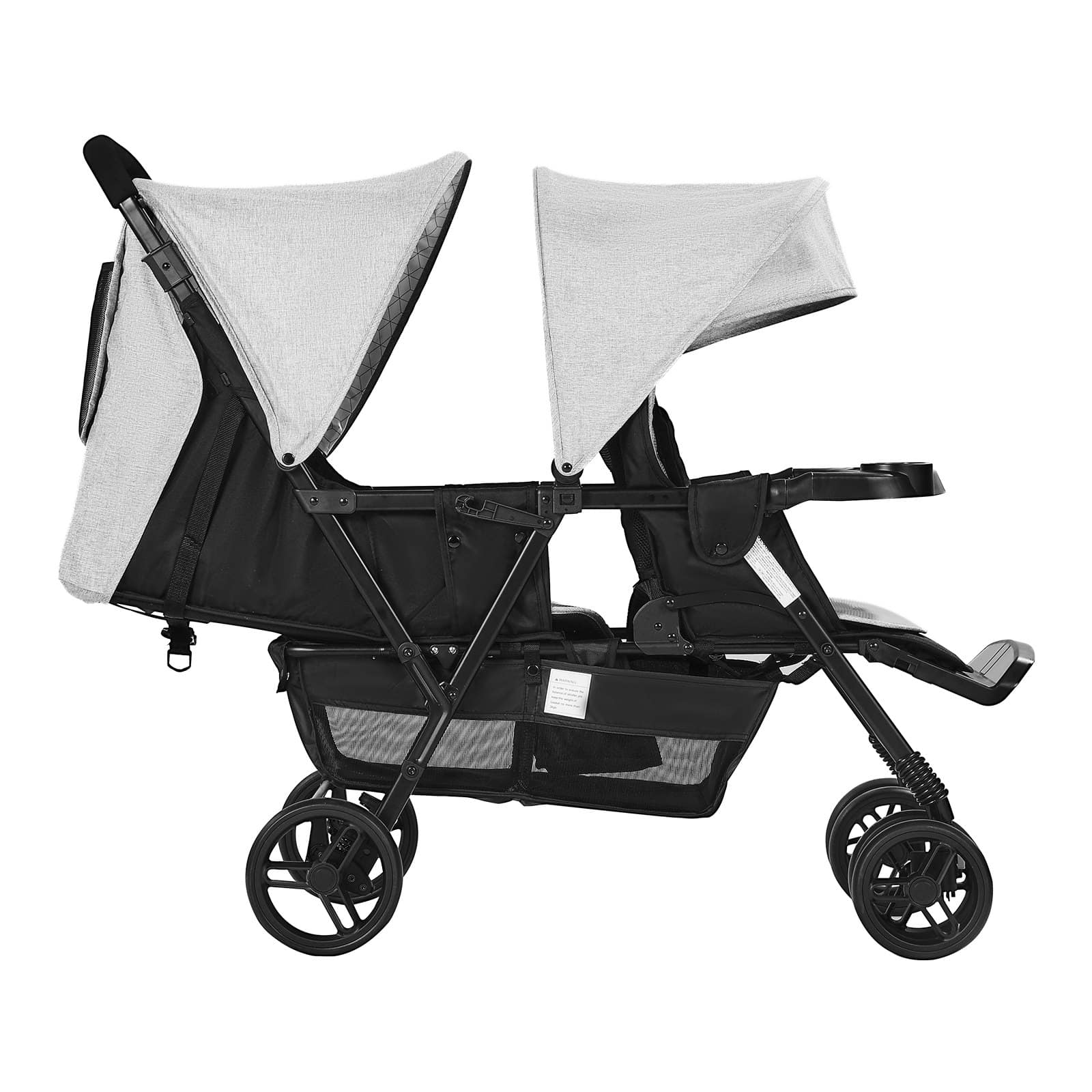 VEVOR Foldable Twin Stroller with Tandem Seats, Shock-Absorbing Wheels, Adjustable Backrest, for Newborn & Toddler, 30kg/seat – Paveikslėlis 9