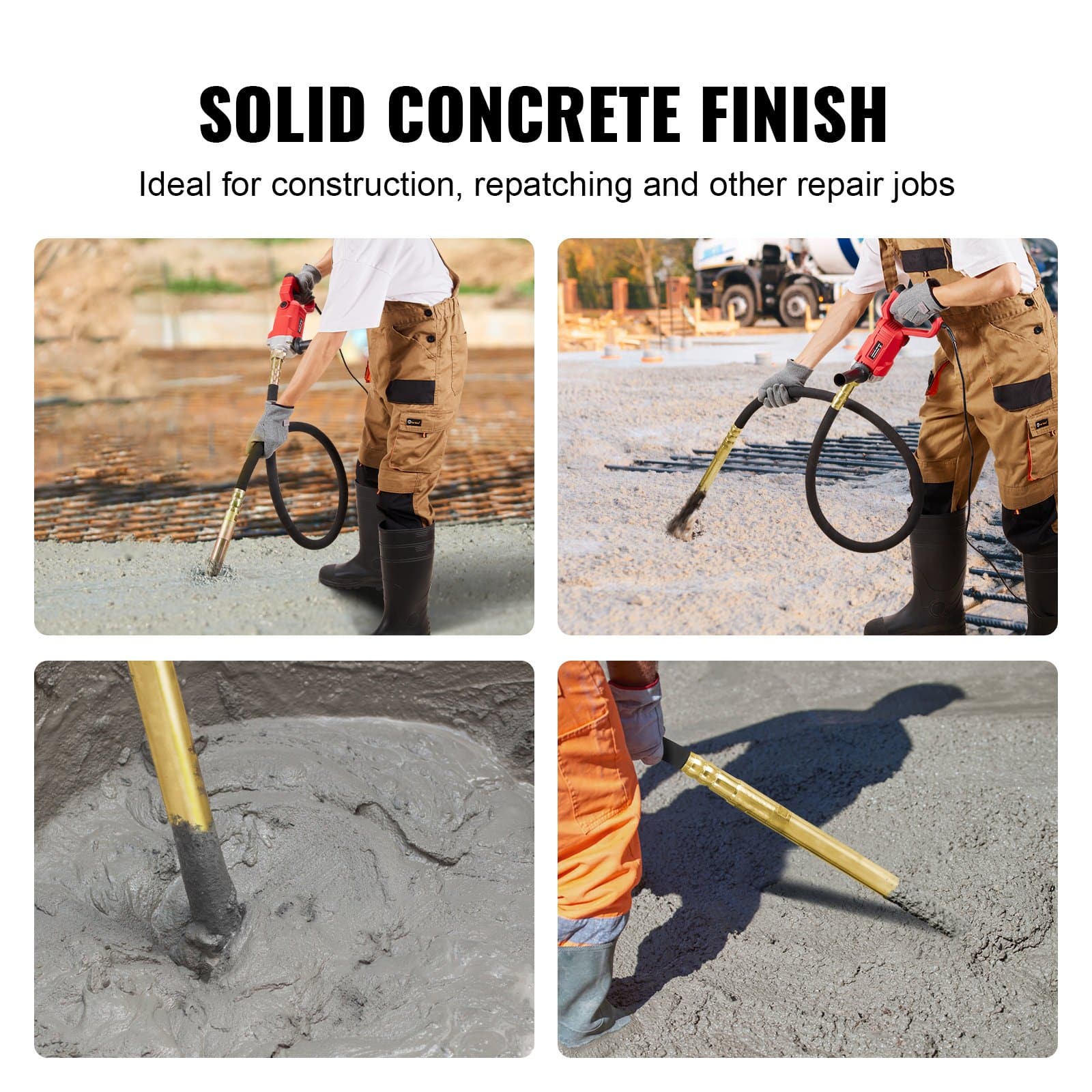 VEVOR 960W Handheld Electric Concrete Vibrator with 2m Shaft, 4000 RPM, Portable Tool for Air Bubble Removal and Mixing — attēls 6