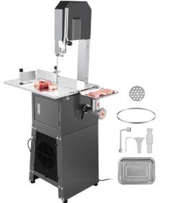 VEVOR 850W Electric Meat & Bone Saw Machine, Stainless Steel Cutter with Grinder, 48.5x38cm Table, 180mm Cut for Frozen Meat