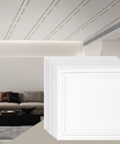 VEVOR 48 шт. потолочные панели 50x50 см, клеящиеся ПС плитки для дома/офиса, легкая установка, покрытие 12,4 м²