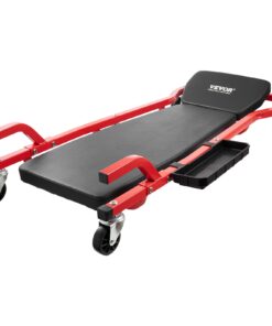 VEVOR Механическая Тележка, 1118 мм, 6 Колёс, Регулируемый Подголовник, Лоток для Инструментов, Грузоподъёмность 136.1 кг