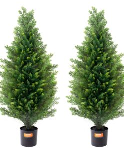 VEVOR 91 см Искусственные Топиарные Кедровые Деревья (2 шт.) с Горшками, УФ-стойкие Вечнозелёные для Интерьера и Улицы