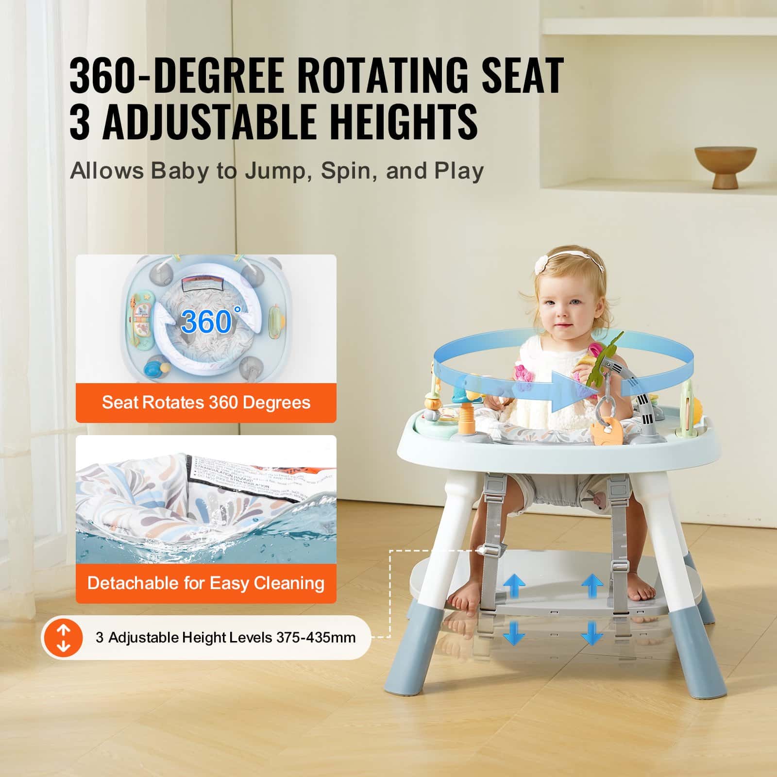 VEVOR 6-in-1 Baby Activity Center with 360° Rotating Seat, Adjustable Height, Learning Table & Toys for 6 Months to 6 Years — attēls 4