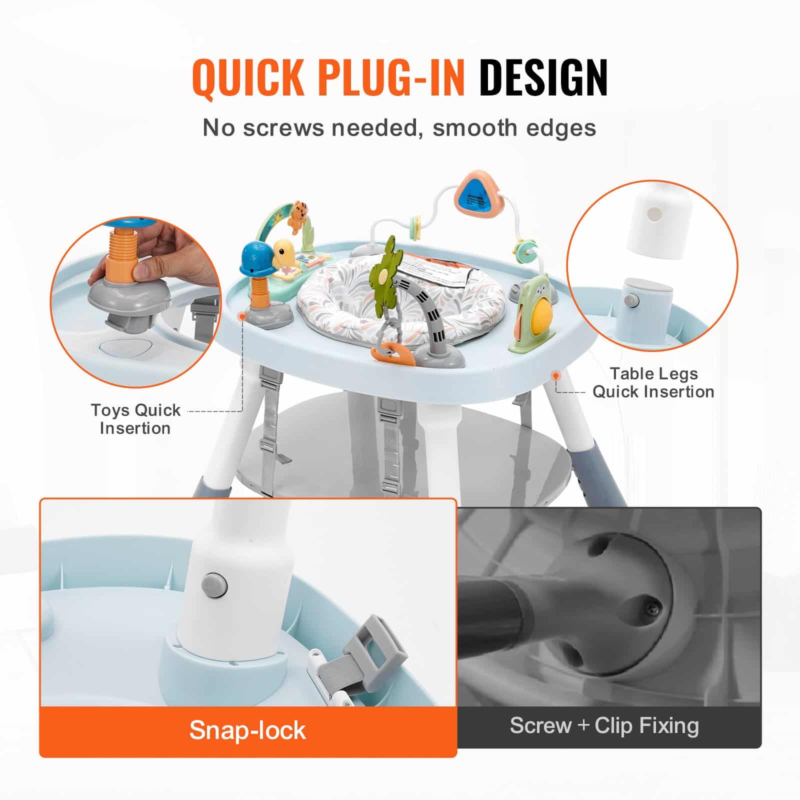 VEVOR 6-in-1 Baby Activity Center with 360° Rotating Seat, Adjustable Height, Learning Table & Toys for 6 Months to 6 Years — attēls 5