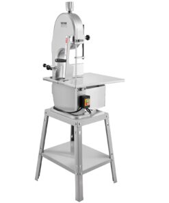 VEVOR 1800W Electric Meat & Bone Saw, Stainless Steel Vertical Cutter with 48.5x38cm Table, 180mm Thickness, 5 Blades