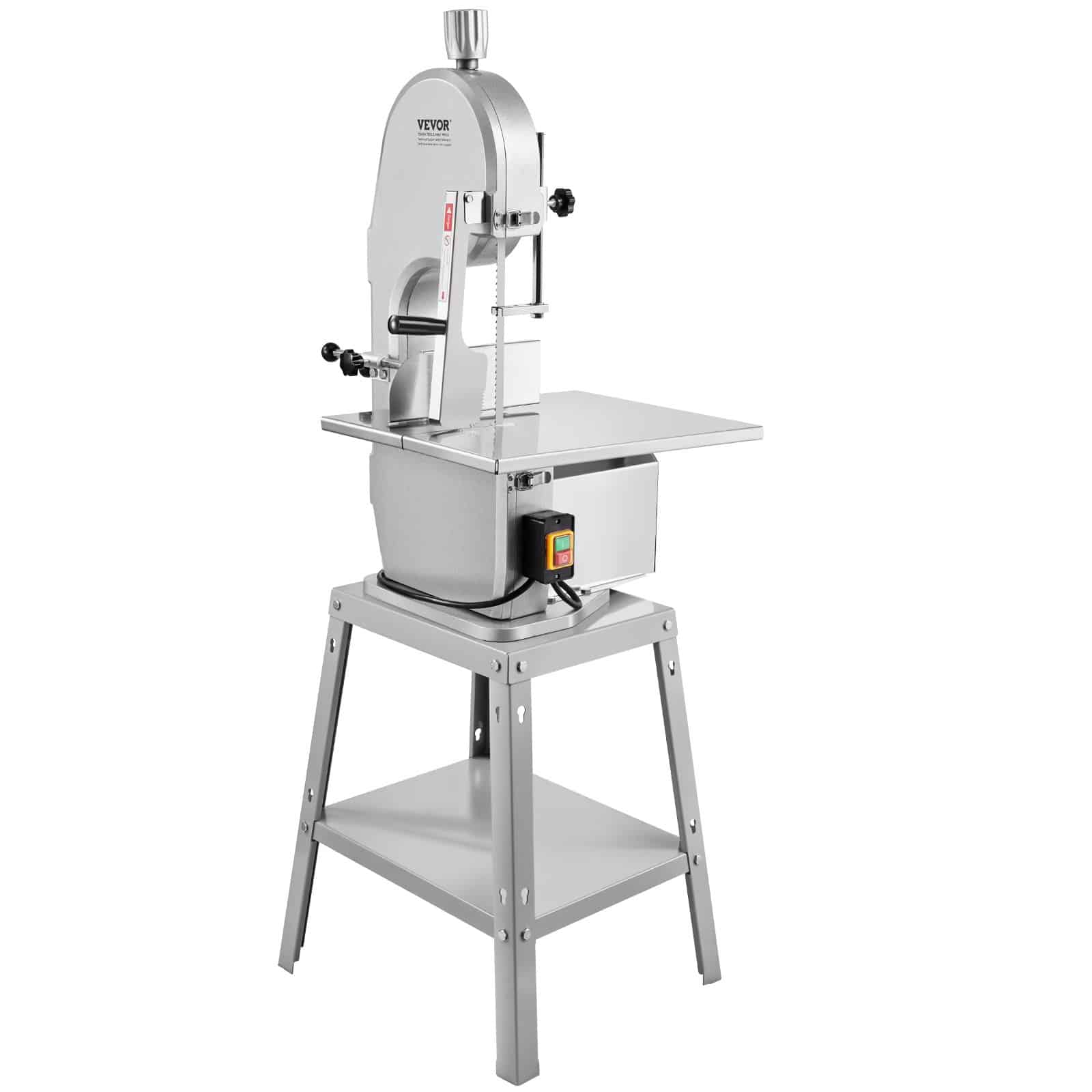 VEVOR 1800W Electric Meat & Bone Saw, Stainless Steel Vertical Cutter with 48.5x38cm Table, 180mm Thickness, 5 Blades