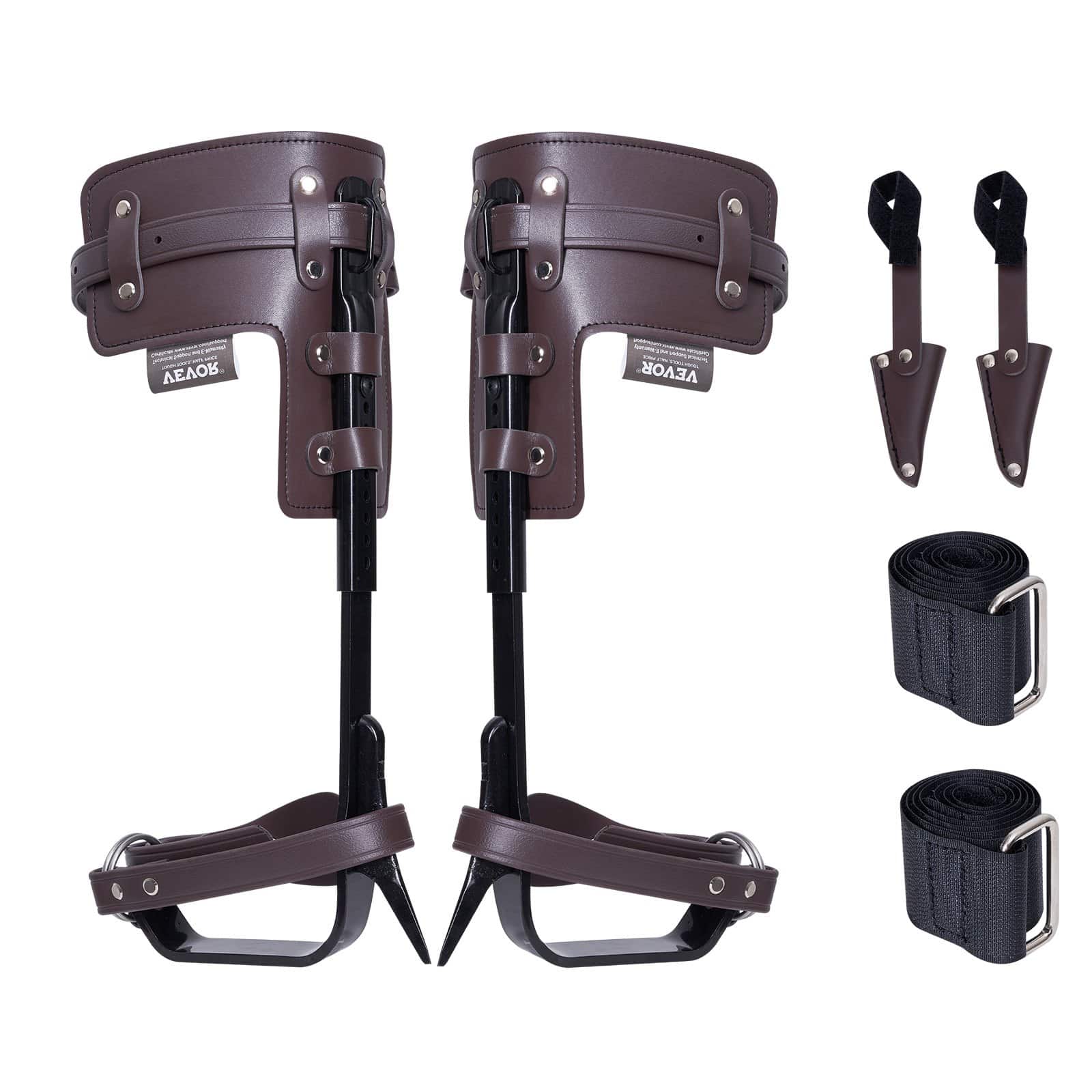 VEVOR Tree Climbing Spikes Pair, Alloy Steel Spurs, 160kg Load, Adjustable Gear with Straps & Protectors for Arborists, Brown - Зображення 10