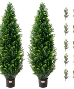VEVOR 2 шт. 121,9 см искусственные кедровые топиарии, устойчивые к UV, для дома и улицы, со стабильным основанием