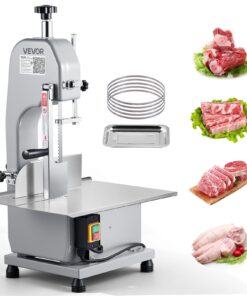 VEVOR 650W Electric Meat Bandsaw, Stainless Steel Countertop Cutter for Frozen Meat & Fish, Max Cut Thickness 110mm, 315x460mm Table