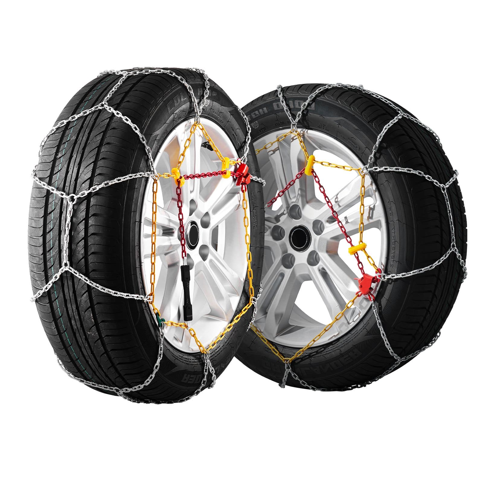 VEVOR 2PC Snow Chains for Car/SUV/Truck, Manganese Alloy, Anti-Slip Tire Chains for 180–275 mm Tires, Silver — изображение 10