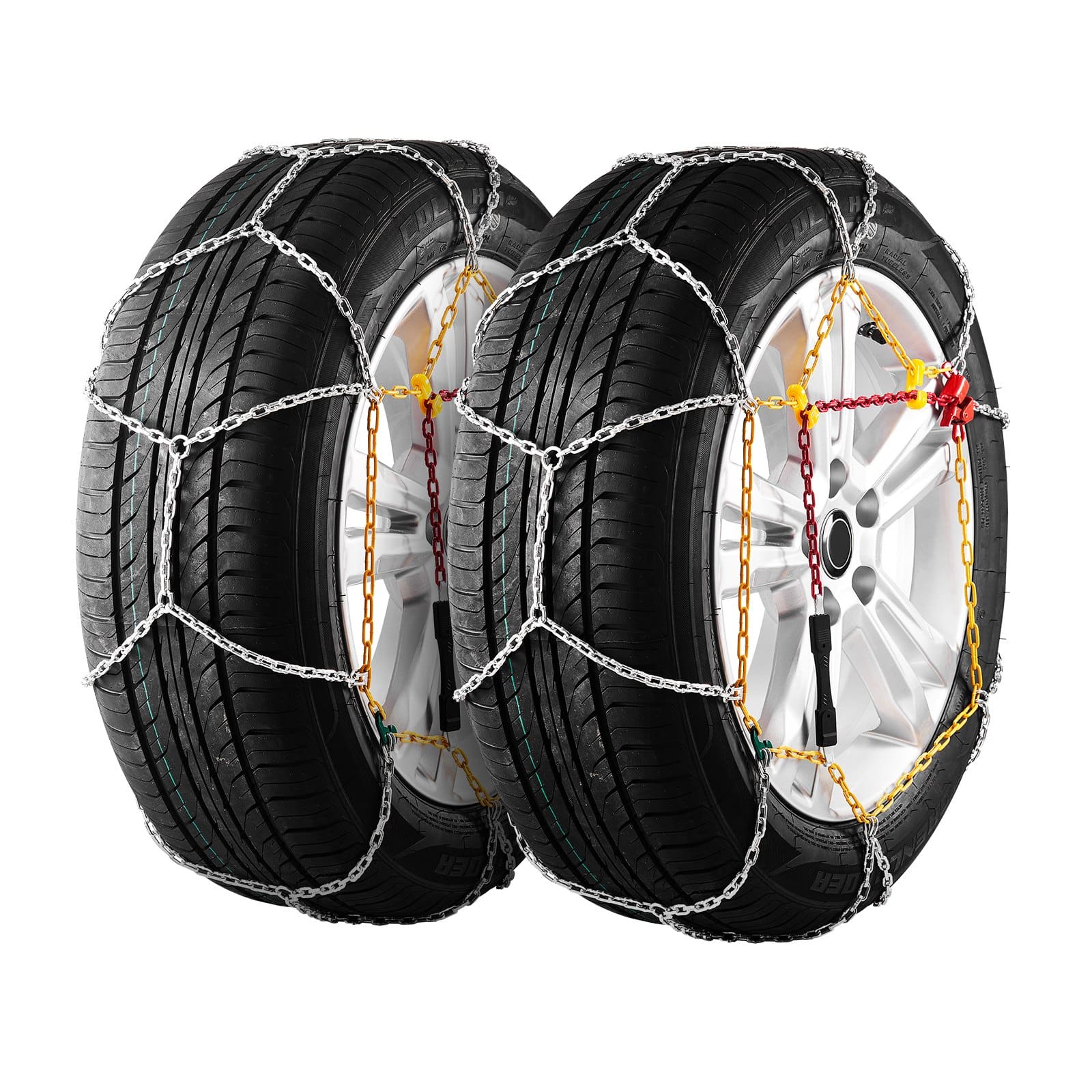 VEVOR 2PC Snow Chains for Car/SUV/Truck, Manganese Alloy, Anti-Slip Tire Chains for 180–275 mm Tires, Silver — изображение 9