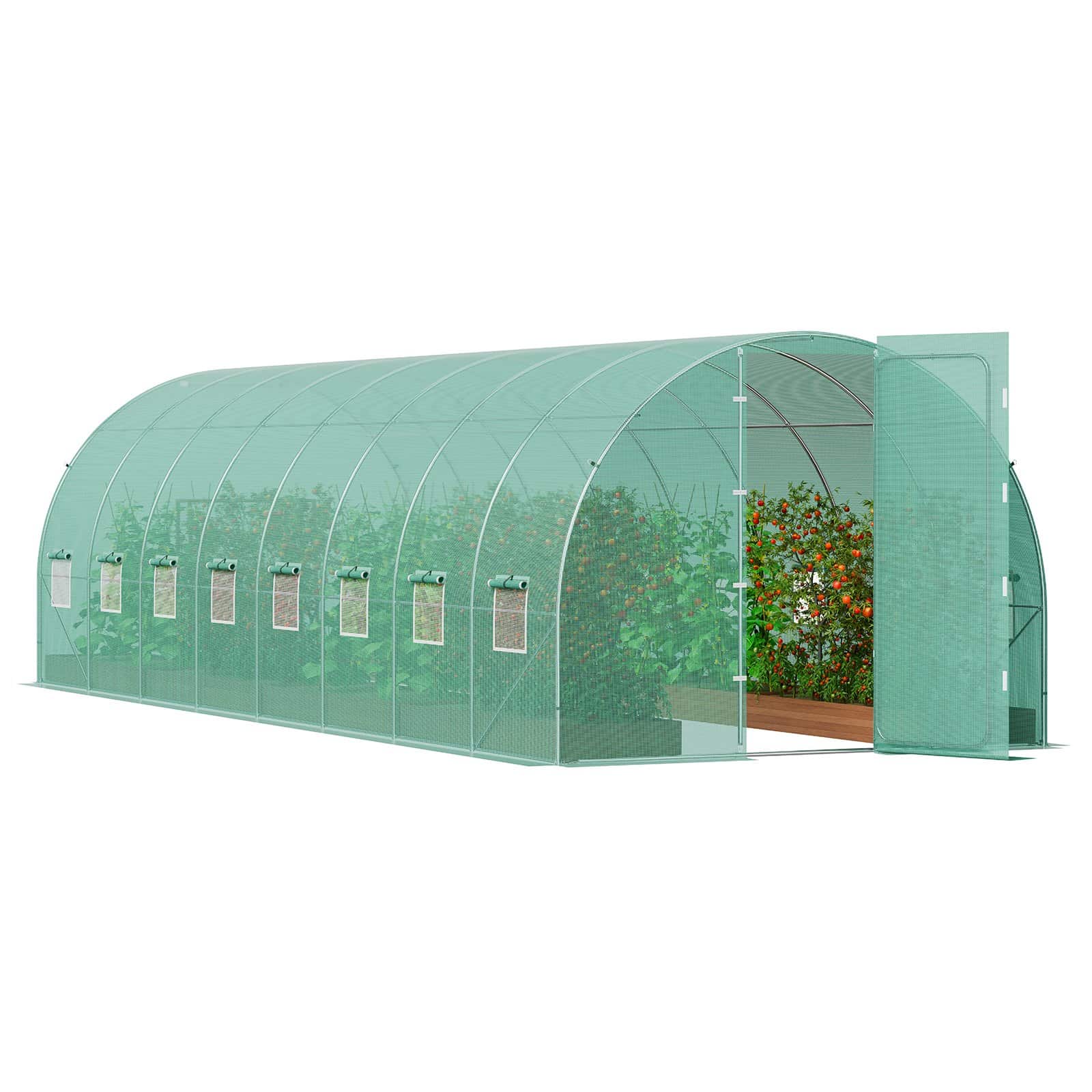 VEVOR Walk-In Tunnel Greenhouse 8,35x2,9x2,25 м со стальной рамой, крышкой из полиэтилена, дверью и 16 окнами для уличного садоводства