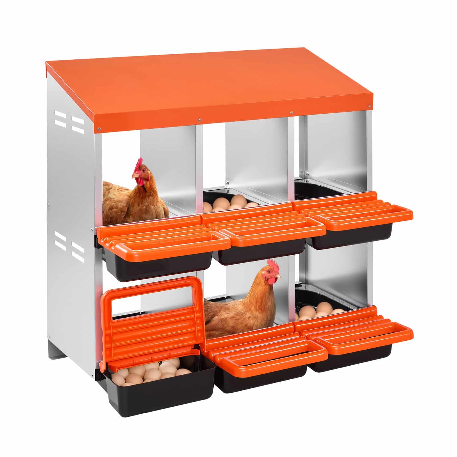 VEVOR 6-Compartment Chicken Nest Box – Corrosion-Resistant Metal, Inclined Design, Ventilated, Easy to Clean, Fits All Breeds