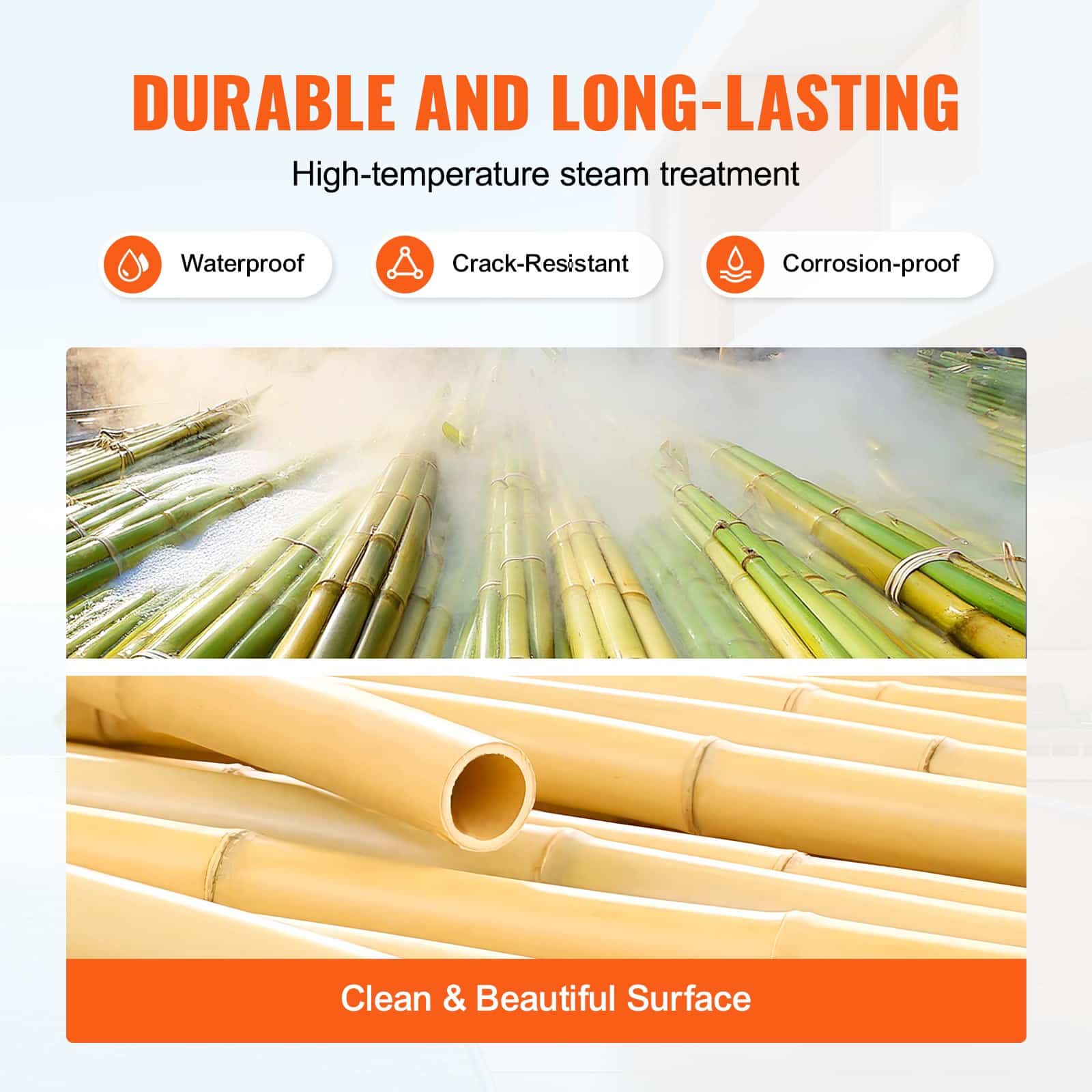 VEVOR Natural Bamboo Privacy Fence Roll 1.2x1.8 m, Eco-Friendly Moso Bamboo Screen for Garden, Patio, Balcony, Poolside - Image 3