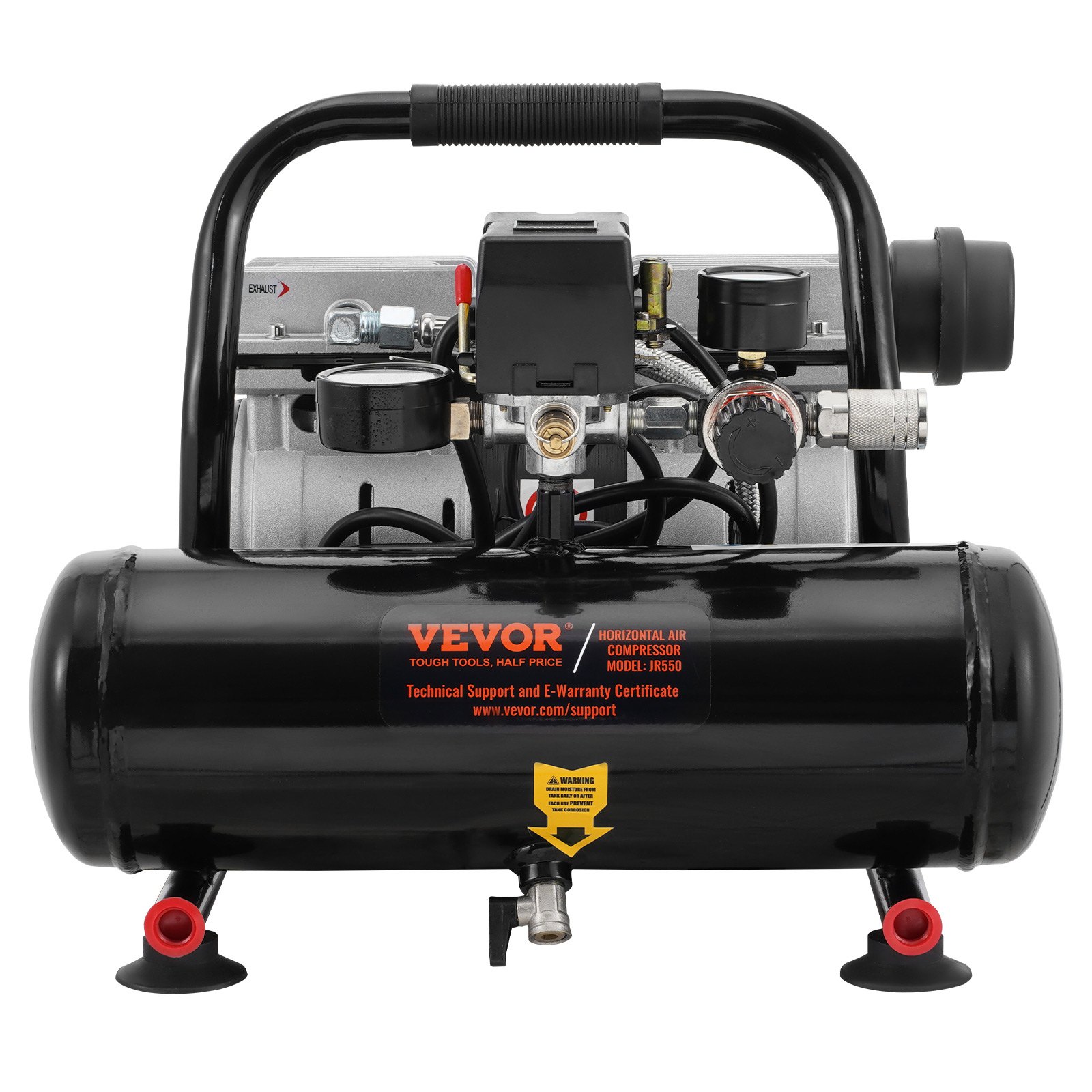 VEVOR 1HP Ultra Quiet Oil-Free Air Compressor, 1 Gallon Steel Tank, 1.5 CFM@6.2bar, 120PSI Max, for Auto Repair & Painting - Image 10