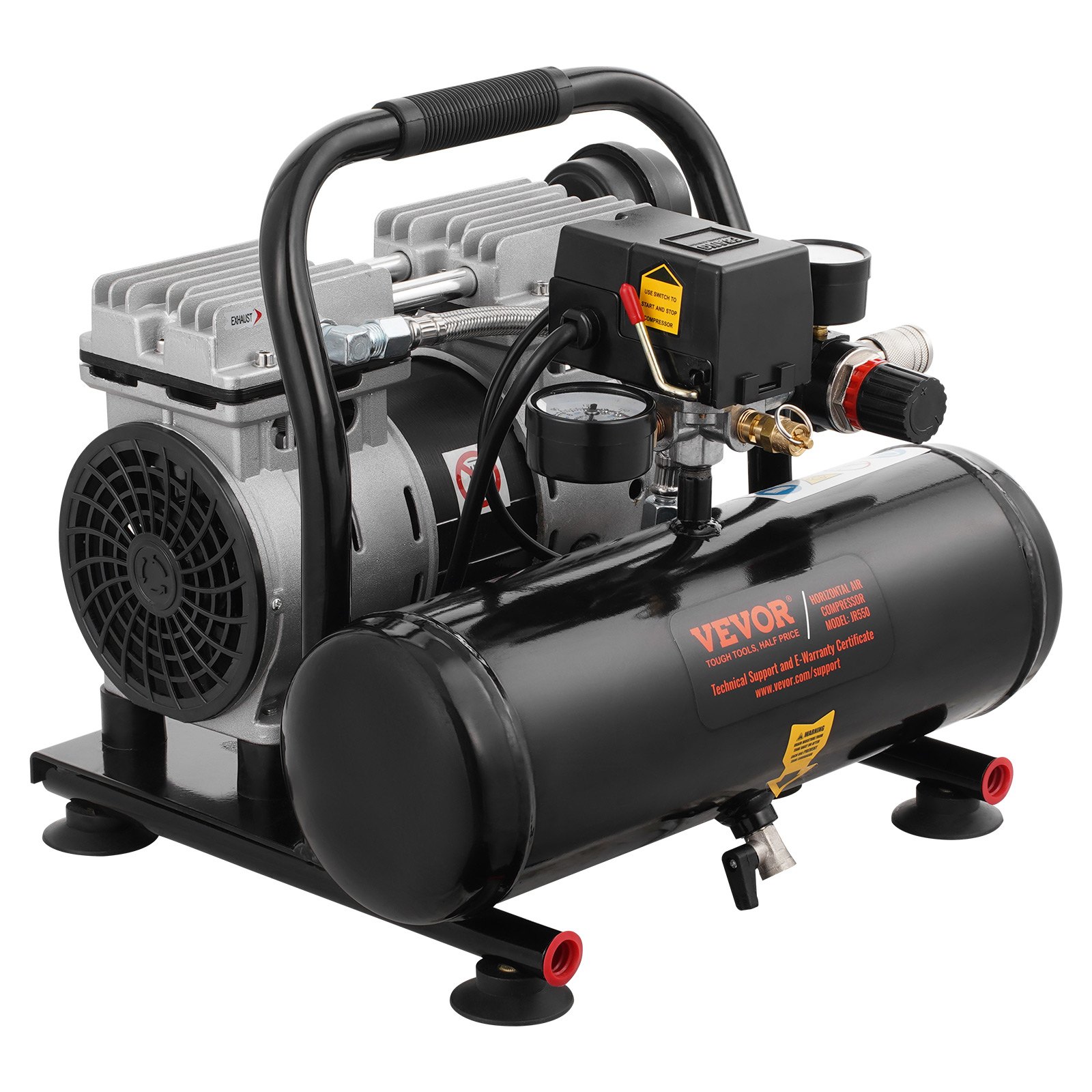VEVOR 1HP Ultra Quiet Oil-Free Air Compressor, 1 Gallon Steel Tank, 1.5 CFM@6.2bar, 120PSI Max, for Auto Repair & Painting - Image 11