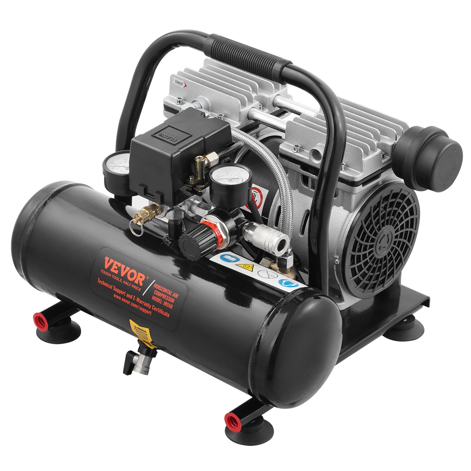 VEVOR 1HP Ultra Quiet Oil-Free Air Compressor, 1 Gallon Steel Tank, 1.5 CFM@6.2bar, 120PSI Max, for Auto Repair & Painting - Image 12