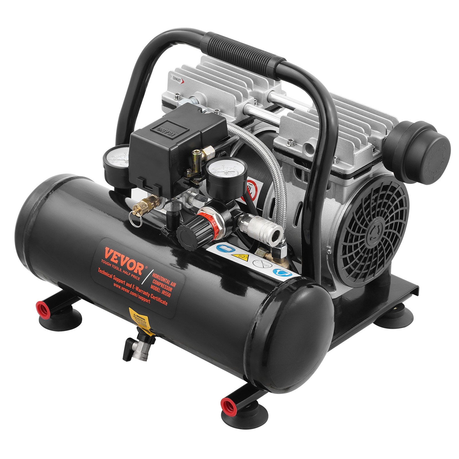 VEVOR 1HP Ultra Quiet Oil-Free Air Compressor, 1 Gallon Steel Tank, 1.5 CFM@6.2bar, 120PSI Max, for Auto Repair & Painting - Image 9