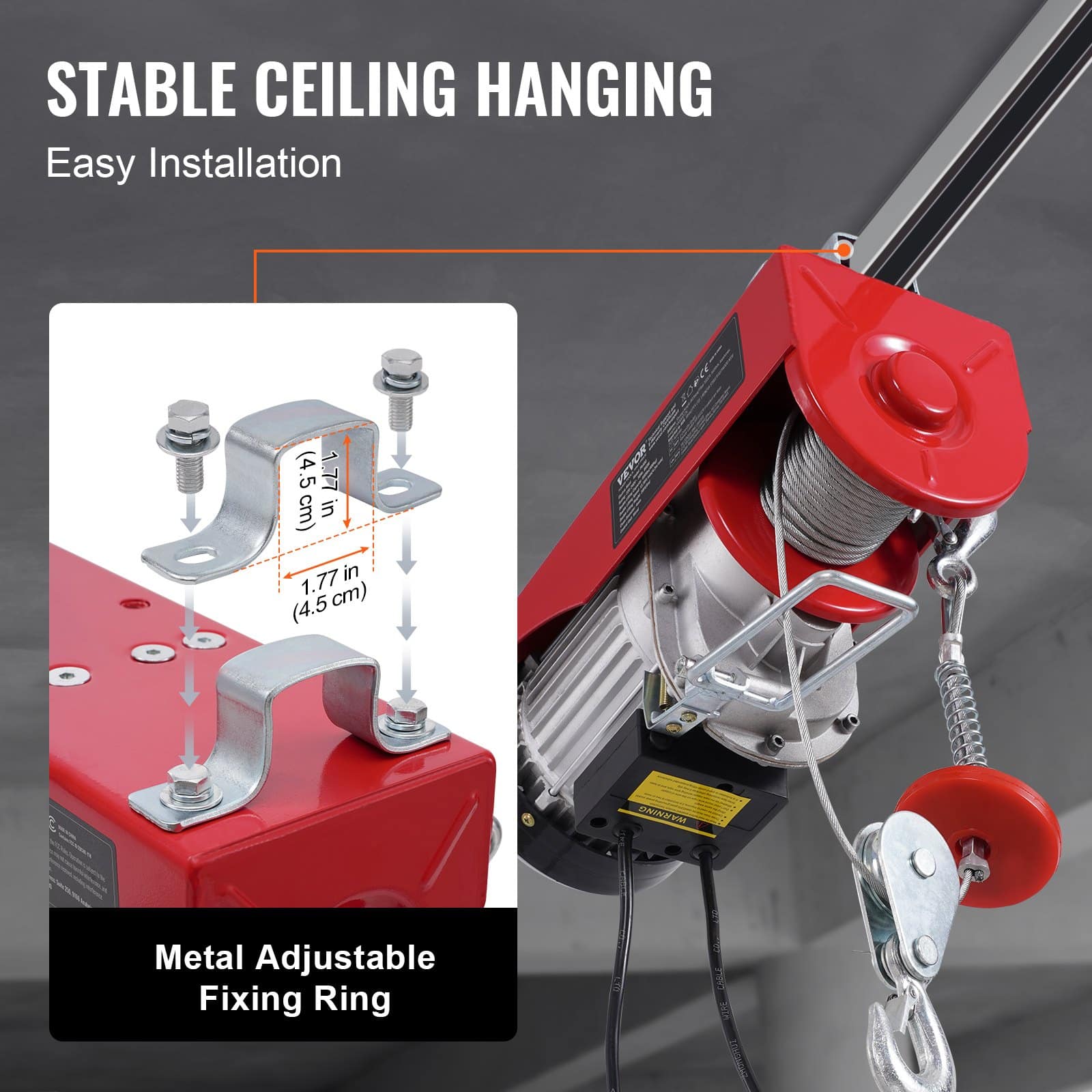 VEVOR 400 kg Electric Hoist 230V with 4.2 m Remote, 12 m Lift Height, Single/Double Cable, Emergency Stop, for Garage/Factory - Image 6