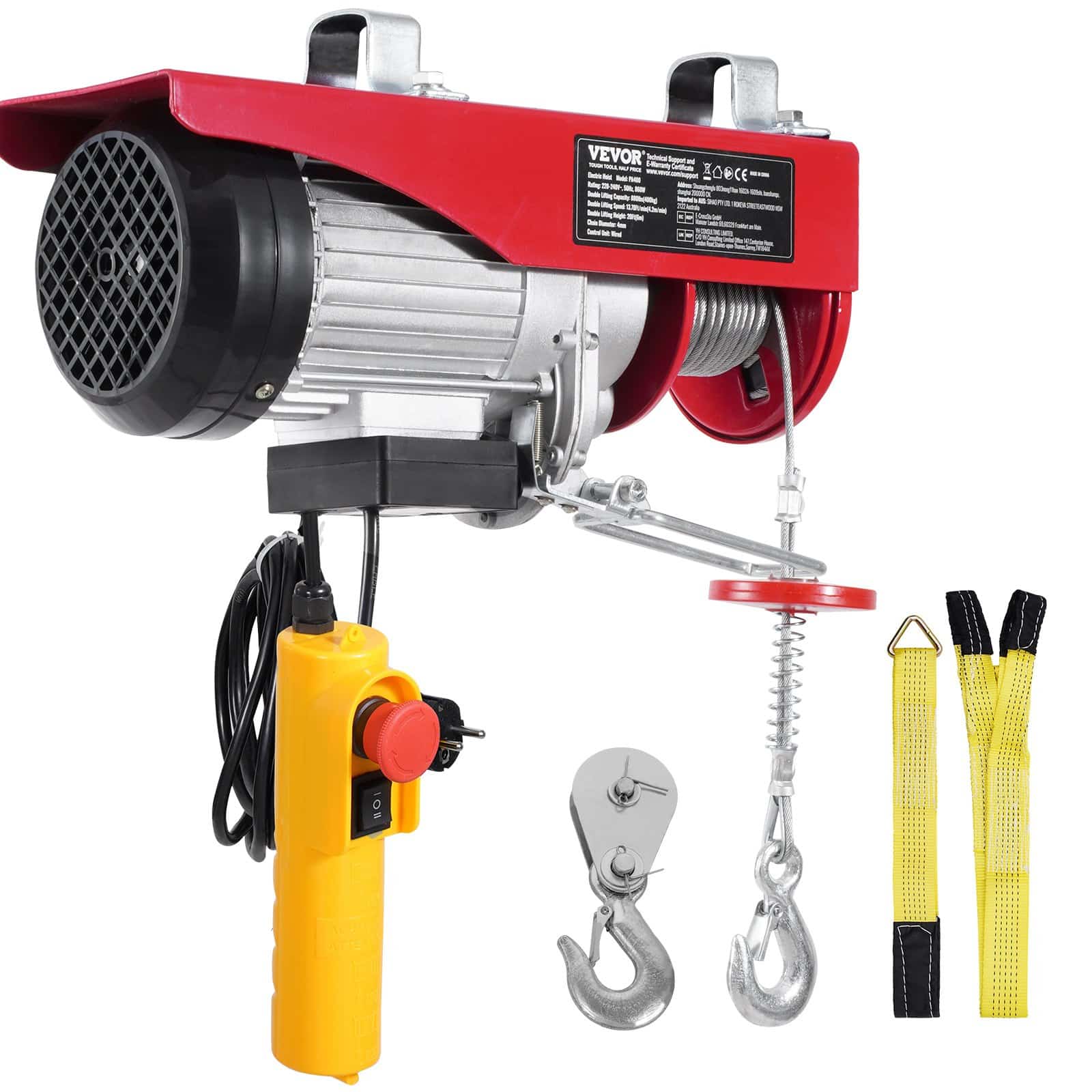 VEVOR 400 kg Electric Hoist 230V with 4.2 m Remote, 12 m Lift Height, Single/Double Cable, Emergency Stop, for Garage/Factory - Image 9