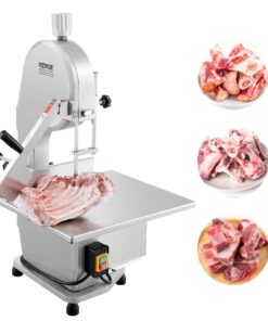 VEVOR 1800W Electric Meat & Bone Bandsaw, Stainless Steel Cutter with 180mm Max Thickness, 5 Blades, for Frozen Meat & Ribs