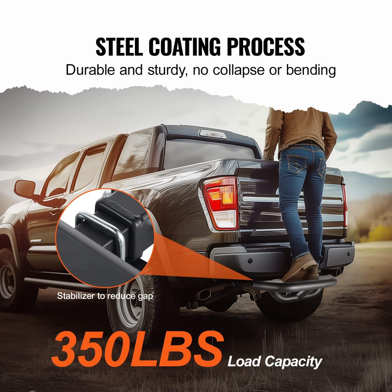 VEVOR Hitch Step for 50 mm Receiver, Steel Rear Bumper Guard, 158.7 kg Load, Anti-Slip, Lock Pin, for SUV/Truck/Trailer – Paveikslėlis 5