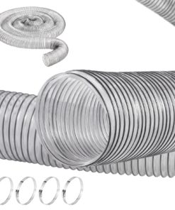VEVOR 102mm x 6.1m Transparent PVC Dust Collection Hose with Steel Wire & Clamps for Woodworking