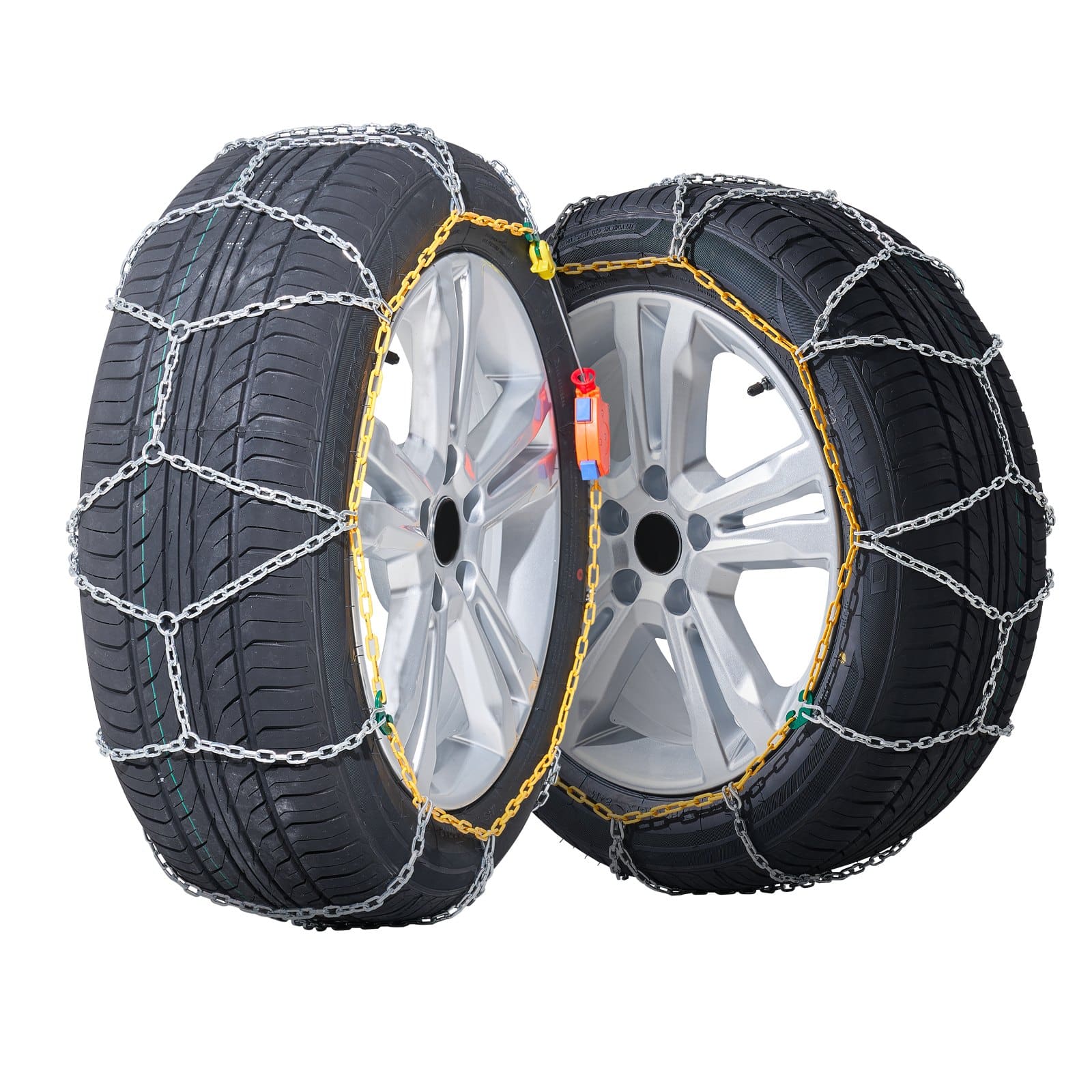 VEVOR Emergency Snow Chains for Cars, SUVs & Trucks, Manganese Steel, Auto-Tightening, Set of 2, Fits 175-15 to 225/55-14 Tires - Pilt 10