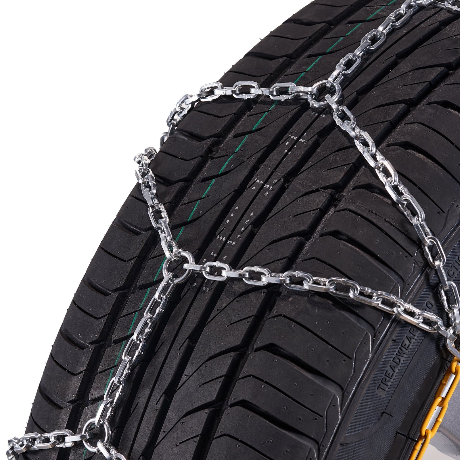 VEVOR Emergency Snow Chains for Cars, SUVs & Trucks, Manganese Steel, Auto-Tightening, Set of 2, Fits 175-15 to 225/55-14 Tires - Pilt 12