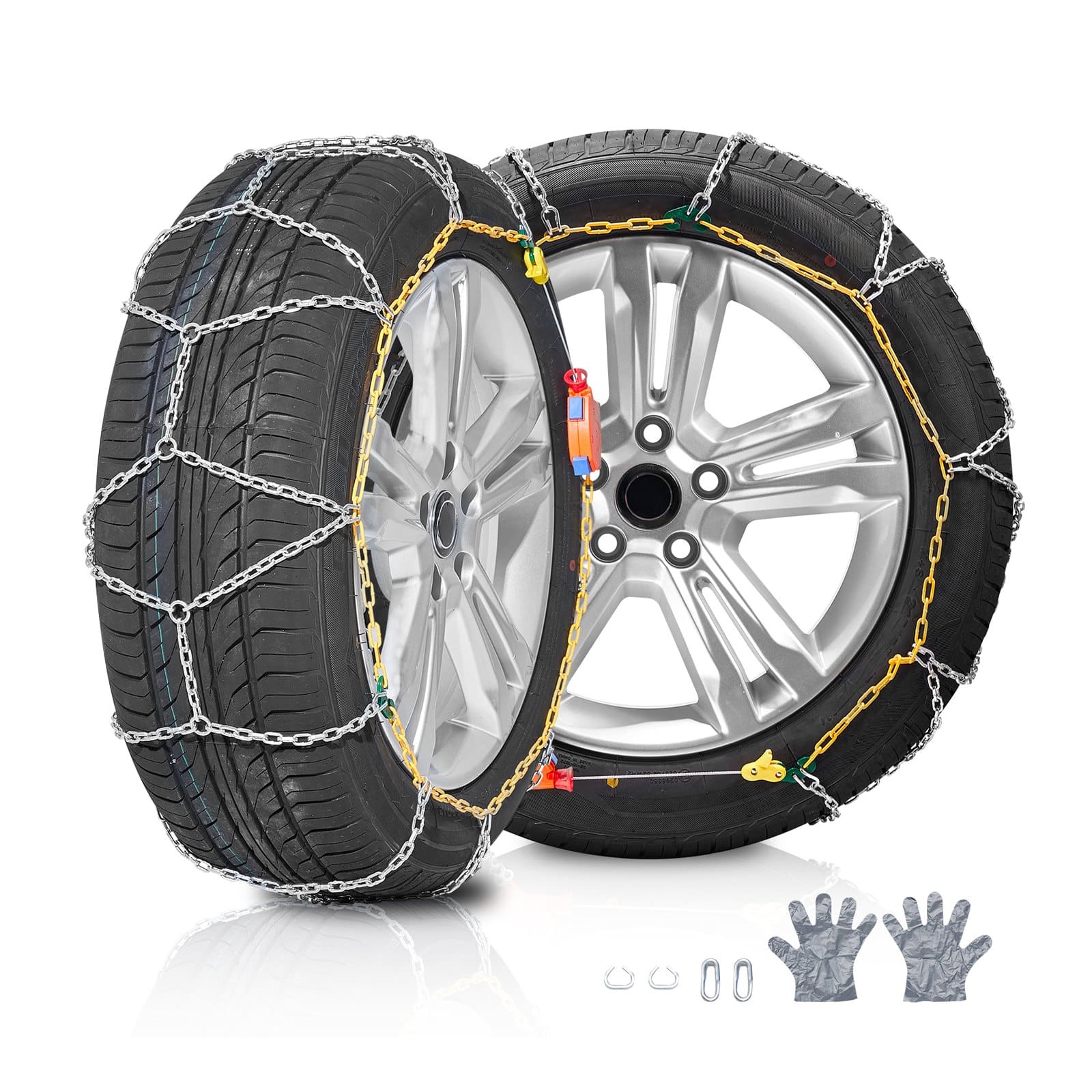 Снежные цепи VEVOR 2 шт., из марганцевой стали, противоскользящие цепи для авто, внедорожников, грузовиков – подходят для разных шин