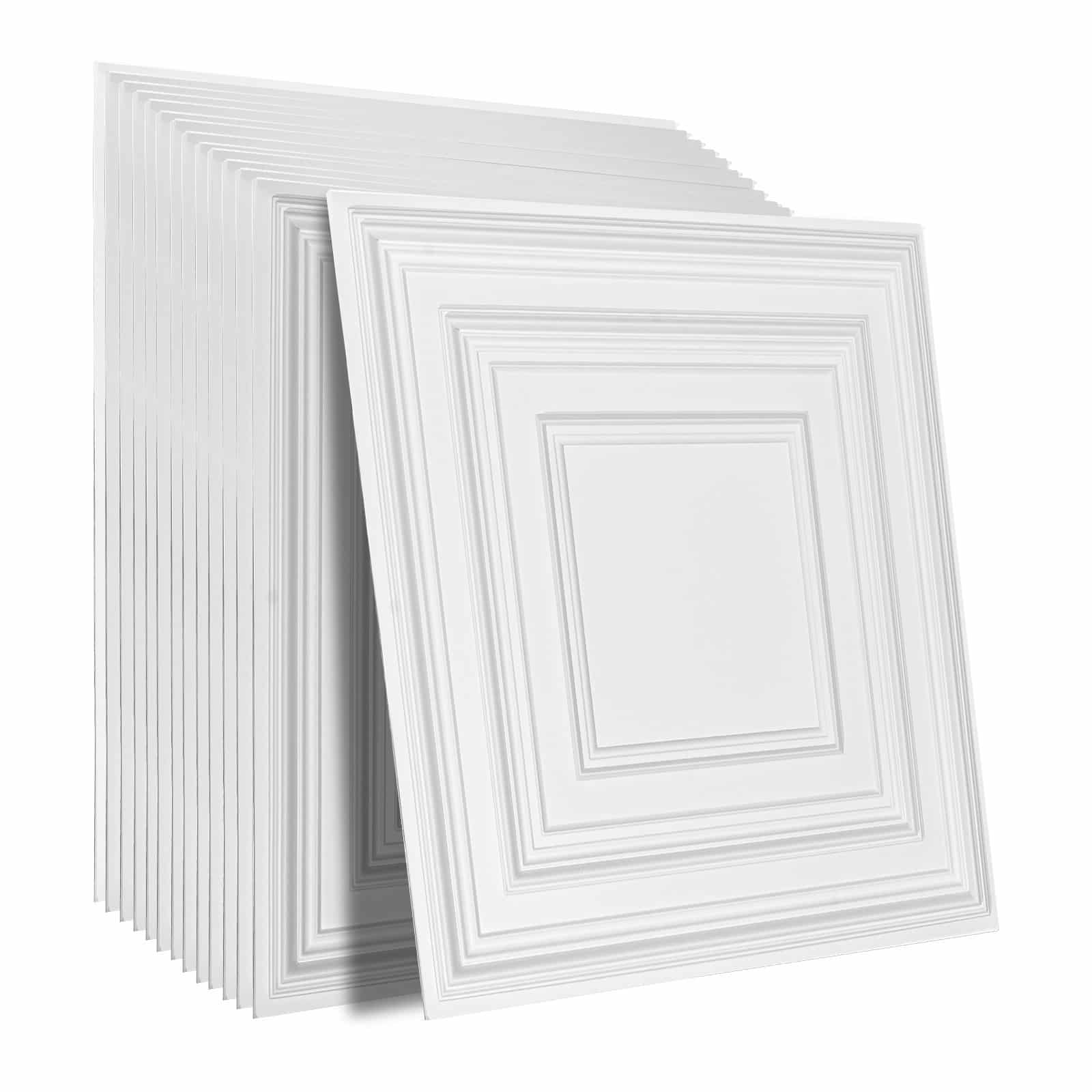 VEVOR 12-Pack White 3D PVC Ceiling Tiles 61x61 cm, Waterproof, Flame-Retardant, Easy Install, Peg Pattern - Зображення 10