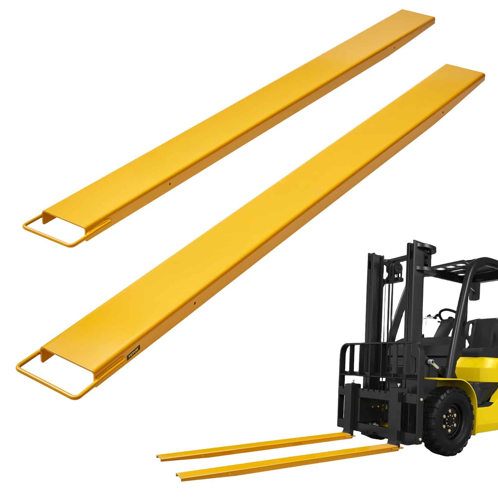 VEVOR Forklift Pallet Fork Extensions 244 cm, Carbon Steel Heavy-Duty Attachments, 1 Pair, Fits 127 mm Forks, Yellow