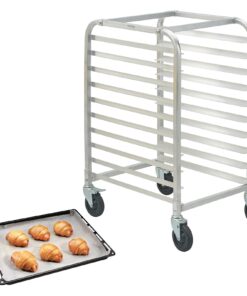 VEVOR 10-ярусная алюминиевая пекарская стойка с тормозными колесами, тележка для полных/половинных противней, 66x51.5x99см, 240кг нагрузка