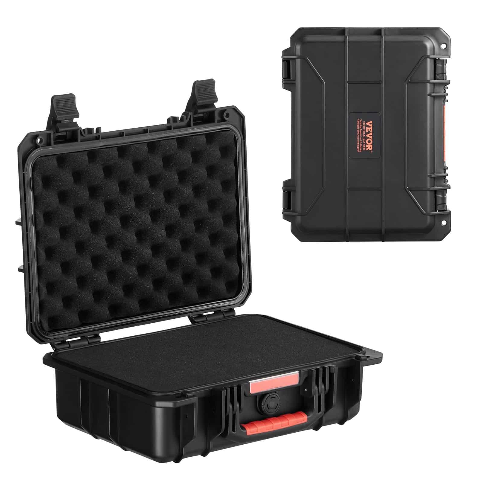 VEVOR IP67 Waterproof Hard Case 40x32x16.6 cm with Foam, Wheels & Lock – Protective Dry Box for Camera, Travel, Military
