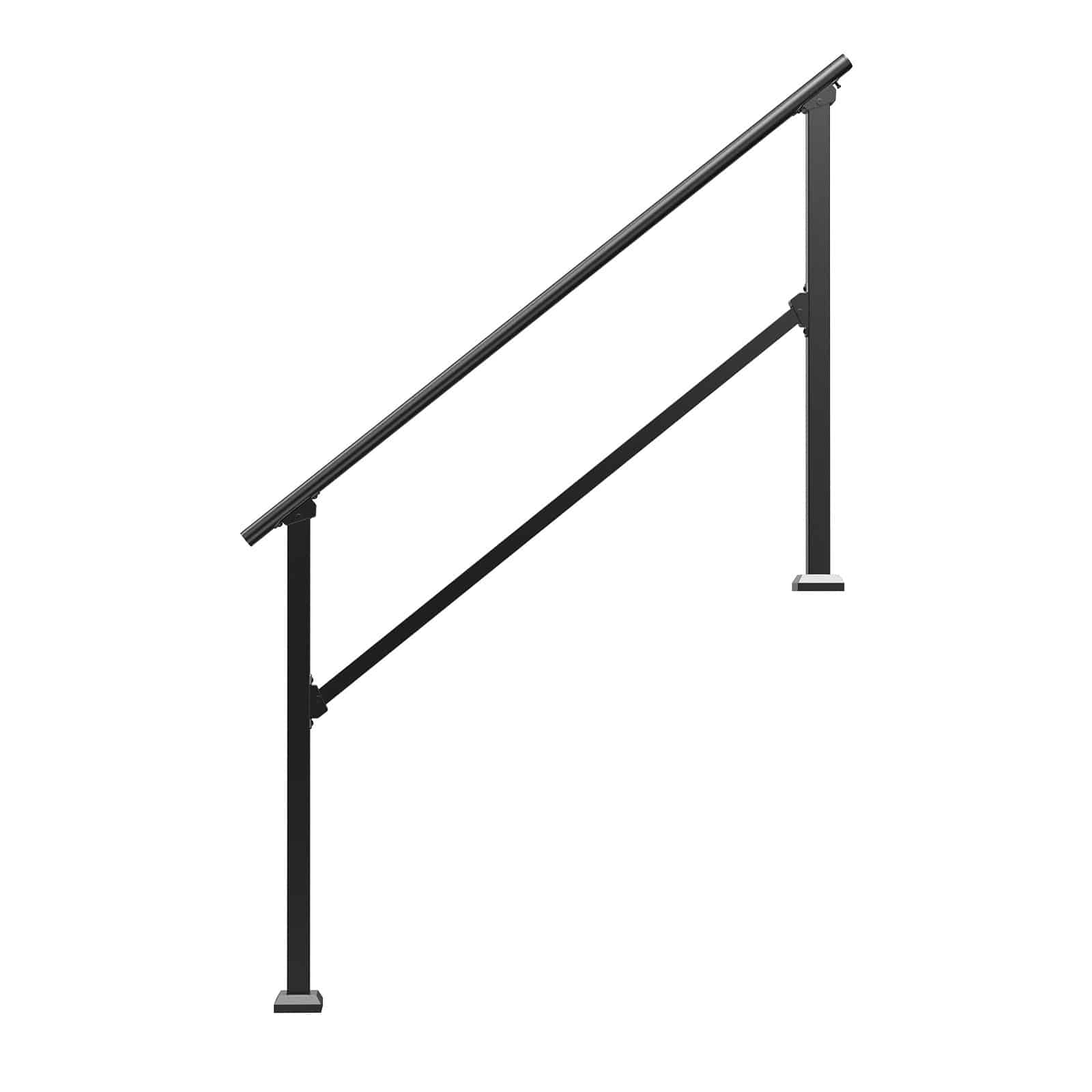 VEVOR Outdoor Stair Handrail Kit for 4–5 Steps, Black Carbon Steel, Adjustable 0–40°, with Installation Hardware, 100 kg Load - Image 10