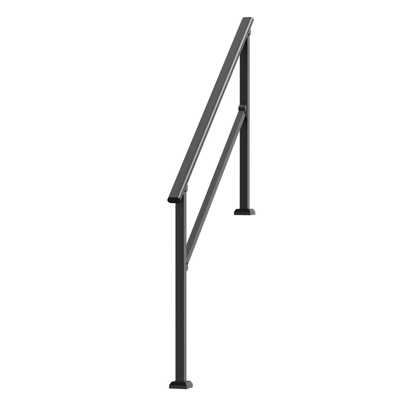 VEVOR Outdoor Stair Handrail Kit for 4–5 Steps, Black Carbon Steel, Adjustable 0–40°, with Installation Hardware, 100 kg Load - Image 11