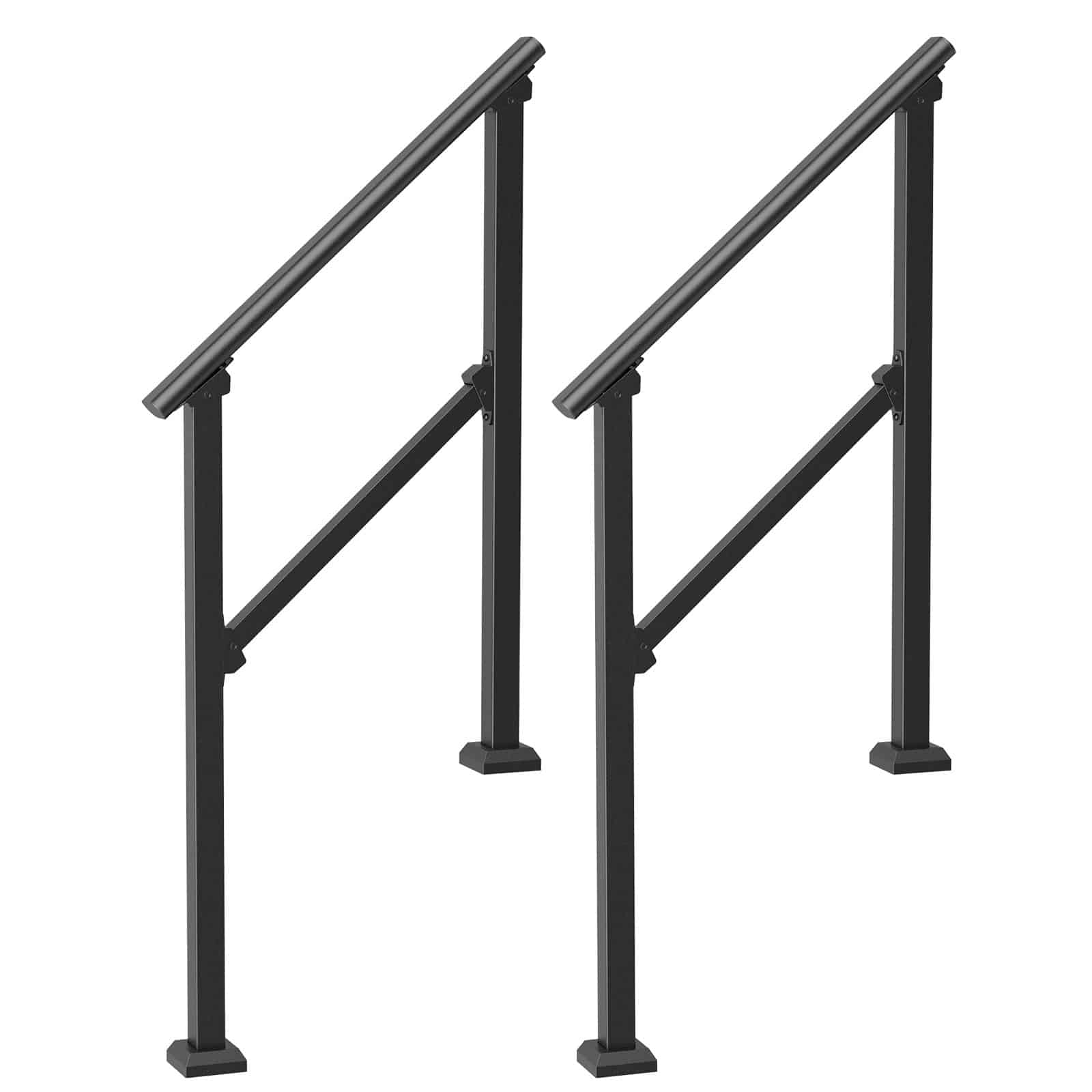 VEVOR Outdoor Handrails for 1-2 Steps, 2 PCS Black Steel Stair Rail Kit with Mounting Hardware, Safe for Seniors, 100 kg Load — изображение 11