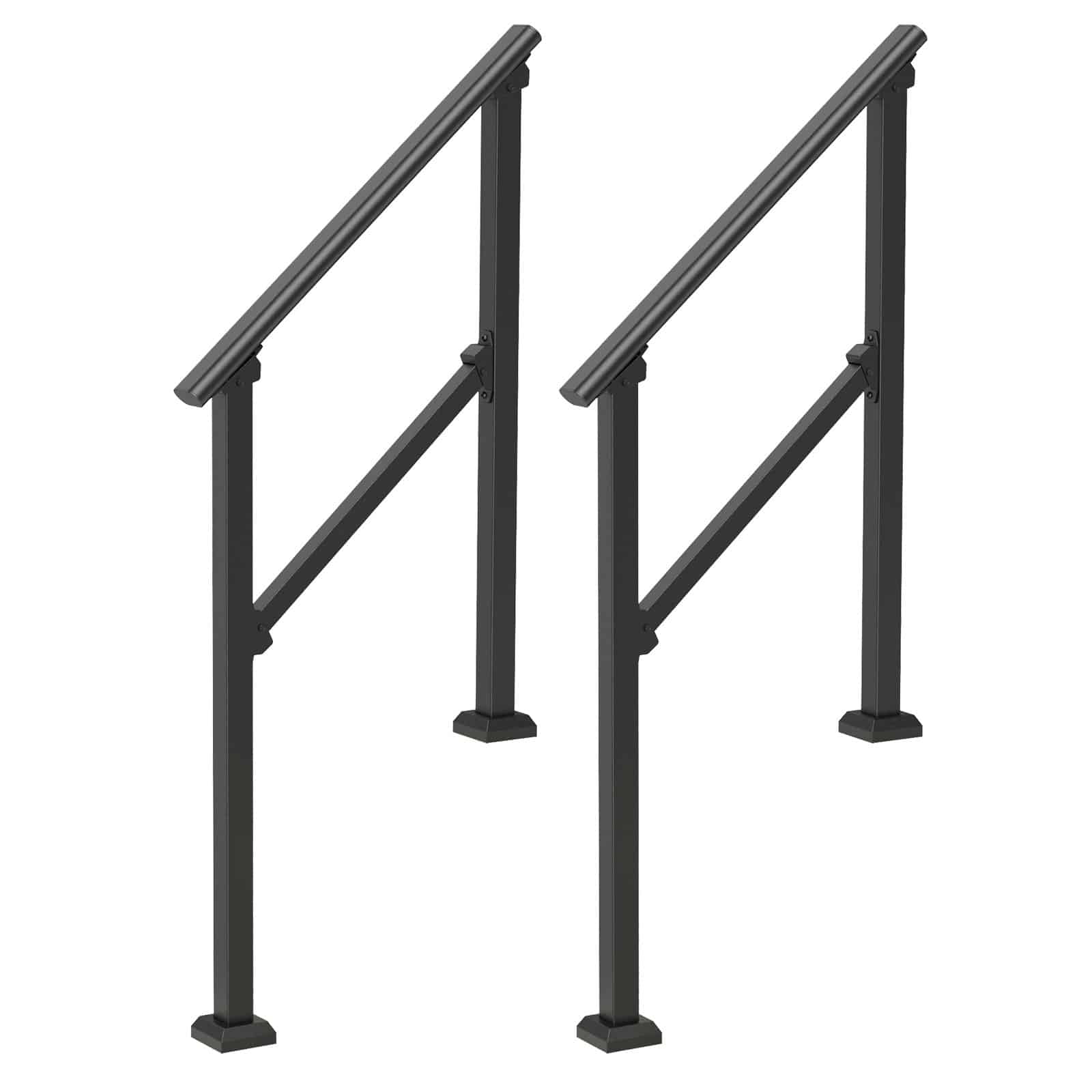 VEVOR Outdoor Handrails for 1-2 Steps, 2 PCS Black Steel Stair Rail Kit with Mounting Hardware, Safe for Seniors, 100 kg Load — изображение 9
