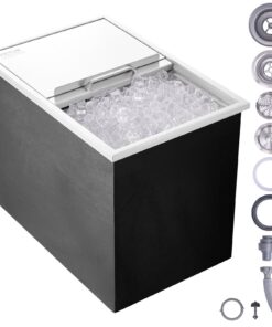 VEVOR 109L Stainless Steel Drop-in Ice Chest with Sliding Cover, Drain, for Outdoor Kitchen, Bar, Beer & Wine Cooling