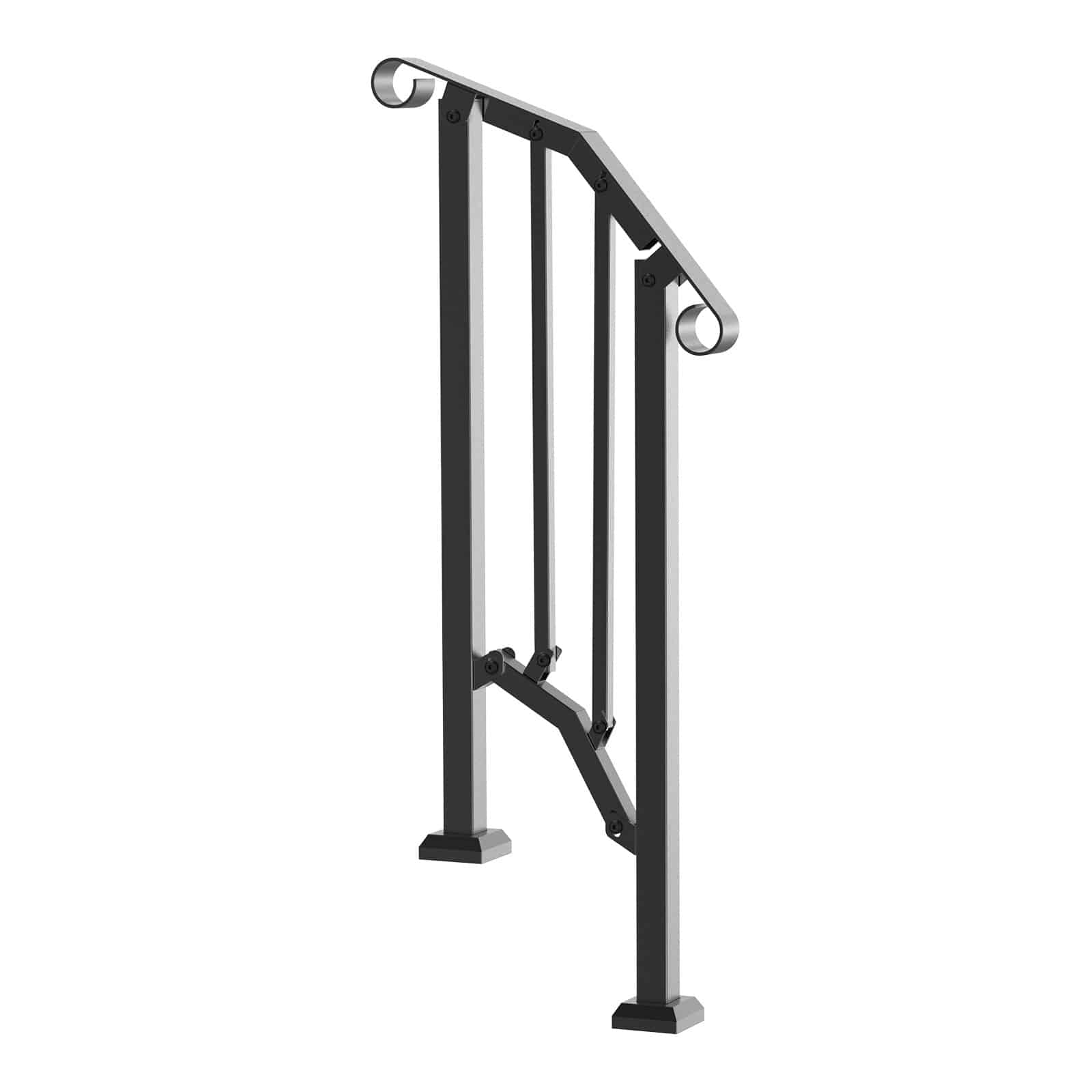 VEVOR Outdoor Stair Handrail for 1-2 Steps, Carbon Steel, Black Arch, Safety Rail with Installation Kit for Seniors & Kids - Image 10
