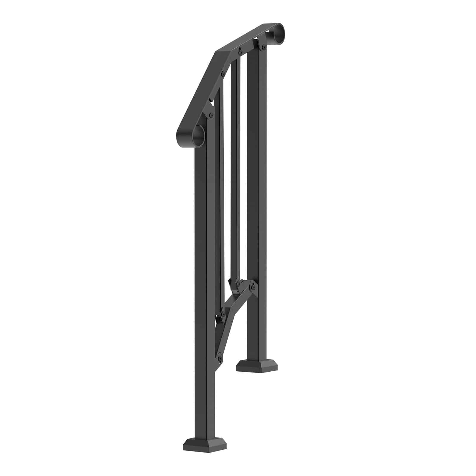 VEVOR Outdoor Stair Handrail for 1-2 Steps, Carbon Steel, Black Arch, Safety Rail with Installation Kit for Seniors & Kids - Image 11