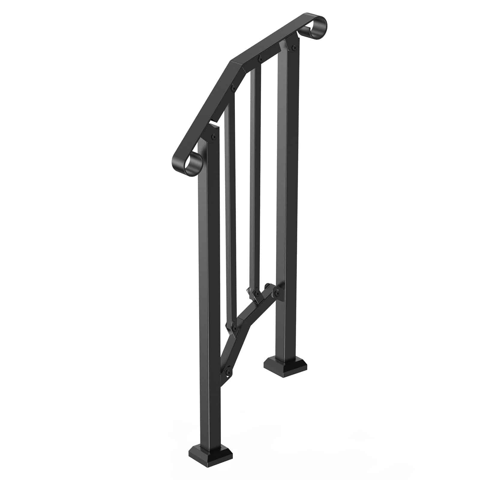 VEVOR Outdoor Stair Handrail for 1-2 Steps, Carbon Steel, Black Arch, Safety Rail with Installation Kit for Seniors & Kids - Image 9