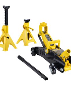 VEVOR 2 Ton Hydraulic Low Profile Floor Jack & Jack Stands Set, 117–325 mm Lift Range, Heavy-Duty Iron, Yellow