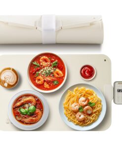 VEVOR Electric Food Warming Tray 60x40cm, Rollable Silicone Mat with 4 Temp Settings, Auto Shut-Off & Child Lock, for Buffet & Parties