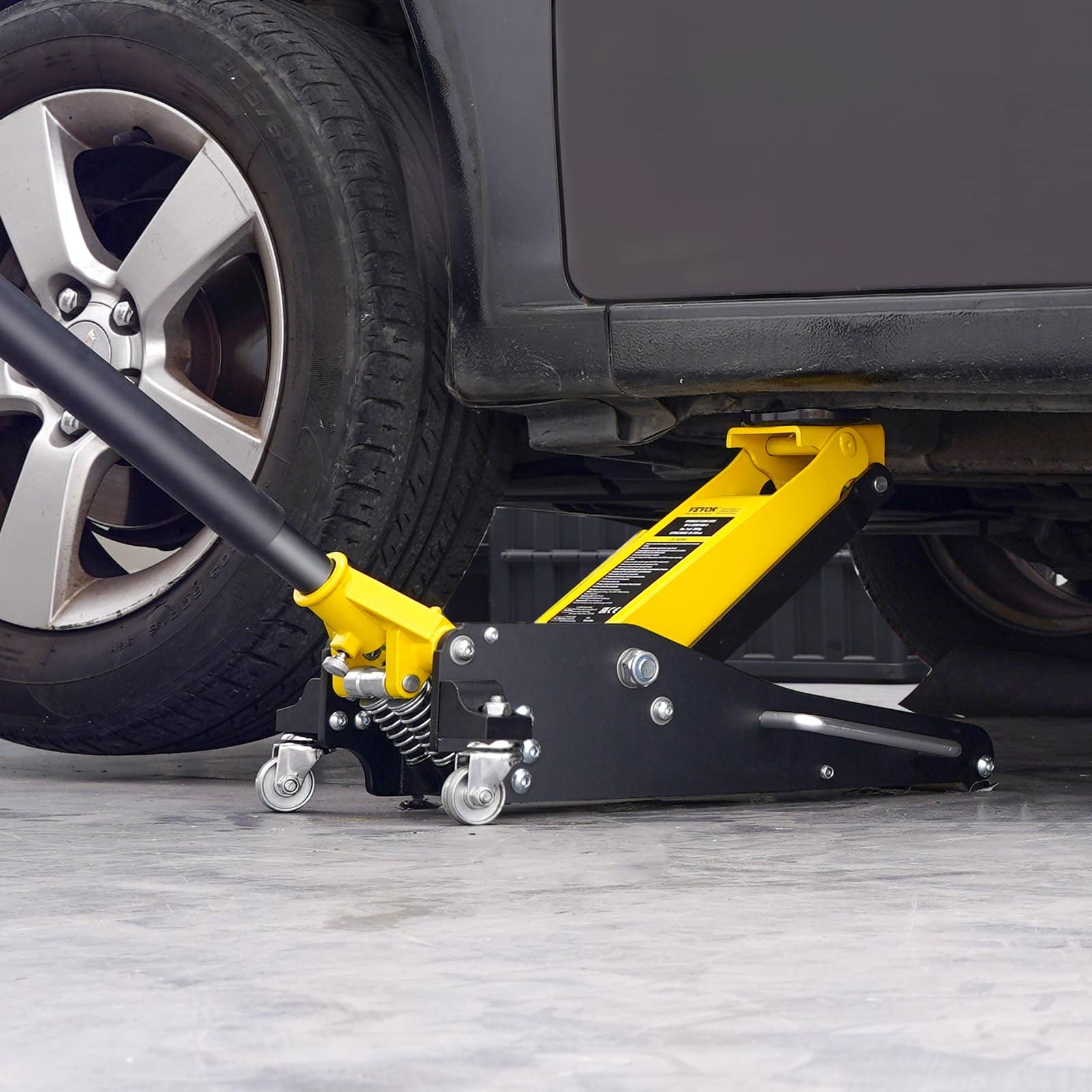 VEVOR 2 Ton Low Profile Hydraulic Car Jack, Aluminum Racing Floor Jack with Dual Piston Quick Lift, 80–370 mm Lift Height, Yellow - Pilt 8